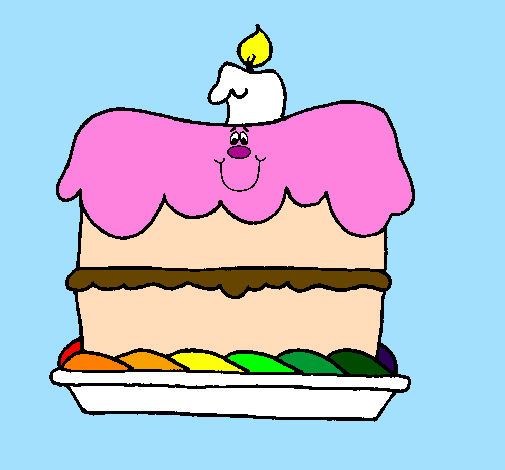 Coloring page Birthday cake painted byThieli