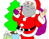 Coloring page Santa Claus and a Christmas tree painted bydario di stefano