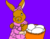 Coloring page Easter bunny with watering can painted byTERESA