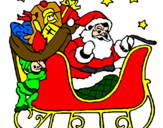 Coloring page Father Christmas in his sleigh painted bypeter