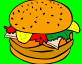 Coloring page Hamburger with everything painted bylalagirl