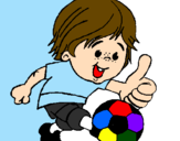 Coloring page Boy playing football painted byMessi