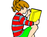 Coloring page Little girl reading painted byElla
