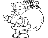 Coloring page Santa Claus with the sack of presents painted bysanta
