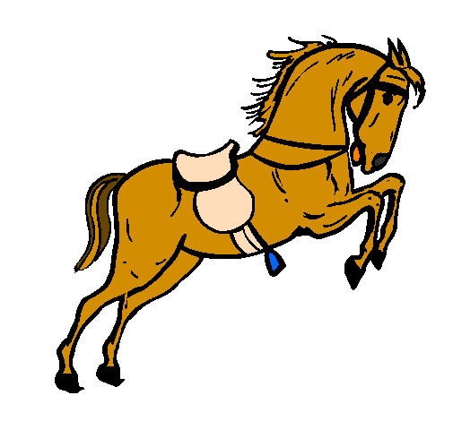 Horse with saddle jumping