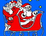 Coloring page Father Christmas in his sleigh painted bylouis