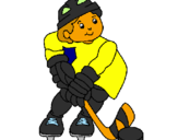 Coloring page Little boy playing hockey painted bypu