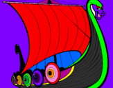 Coloring page Viking boat painted byel viquingo