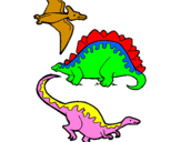 Coloring page Three types of dinosaurs painted byRODOLFO
