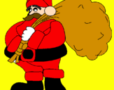 Coloring page Father Christmas with the sack of presents painted bygabor