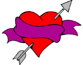 Coloring page Heart, arrow and ribbon painted bybail