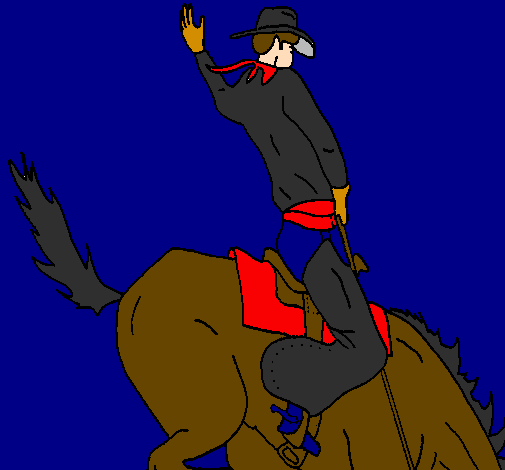 Coloring page Cowboy on horseback painted bymostafa