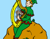 Coloring page Elf playing the harp painted byButterfly