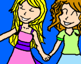 Coloring page Girls shaking hands painted byAriana$
