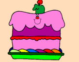Coloring page Birthday cake painted byweeks