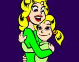 Coloring page Mother and daughter embraced painted byAriana$