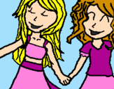 Coloring page Girls shaking hands painted byButterfly