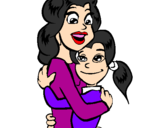 Coloring page Mother and daughter embraced painted byjasmine