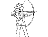Coloring page Indian with bow painted bymarus