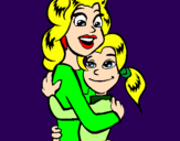 Coloring page Mother and daughter embraced painted bymariana