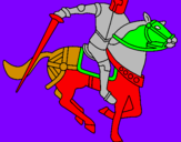 Coloring page Knight on horseback IV painted byAdam