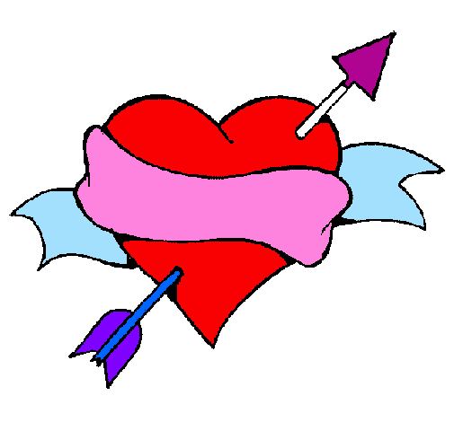 Coloring page Heart, arrow and ribbon painted bydiego and vianey