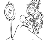 Coloring page Princess and mirror painted byAlex