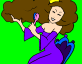 Coloring page Princess brushing her hair painted byAriana$