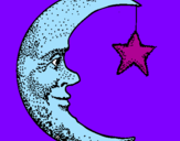 Coloring page Moon and star painted byadriana