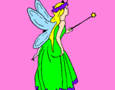 Coloring page Fairy with long hair painted byemu tai
