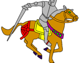 Coloring page Knight on horseback IV painted byGeorge