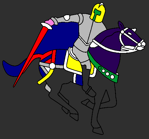 Coloring page Knight on horseback IV painted bystefano