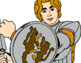 Coloring page Knight with lion shield painted byStuart Covey