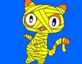 Coloring page Doodle the cat mummy painted byelena
