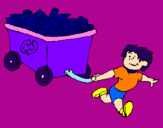 Coloring page Little boy recycling painted byalison