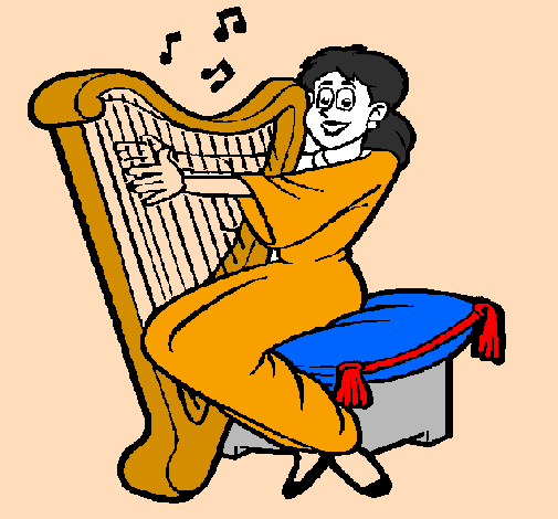Woman playing the harp