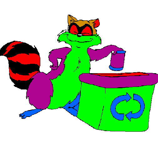 Coloring page Raccoon recycling painted byIVAN