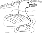 Coloring page Mother goose and gosling painted byricardito