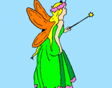 Coloring page Fairy with long hair painted byGrandma & Grandpa Nord
