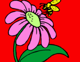 Coloring page Daisy with bee painted byahmed