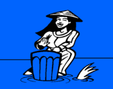 Coloring page Woman playing the bongo painted bykevin