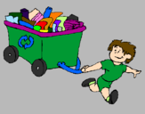 Coloring page Little boy recycling painted byyeisy