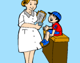 Coloring page Nurse and little boy painted byegidijus
