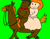 Coloring page Prince and princess on horseback painted bycary