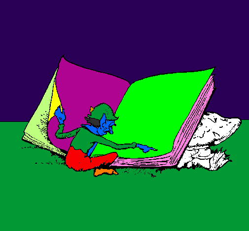 Coloring page Gnome reading painted byOcean