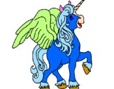 Coloring page Unicorn with wings painted byosleidy