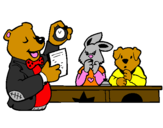 Coloring page Bear teacher and his students painted bycilla