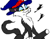 Coloring page Witch cat painted byHarriet