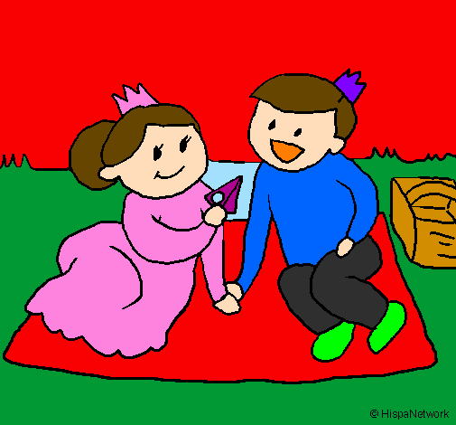 Prince and princess on picnic