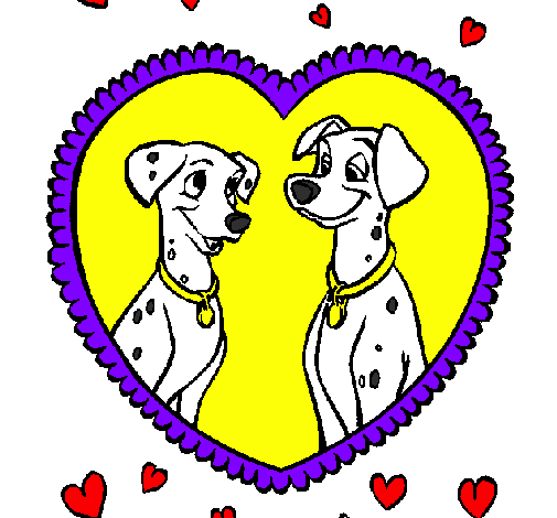 Coloring page Dalmatians in love painted byDILETTA